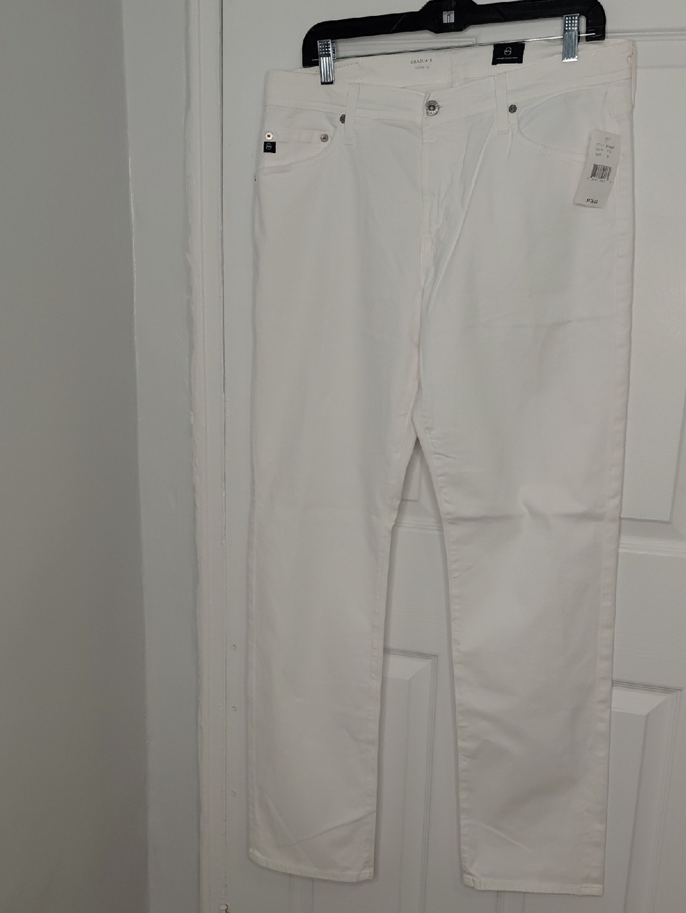 AG Adriano Goldschmied Men's White Straight Jeans